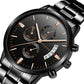 Quartz Watches Waterproof Black Refined Steel Watches