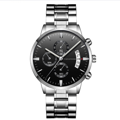 Quartz Watches Waterproof Black Refined Steel Watches