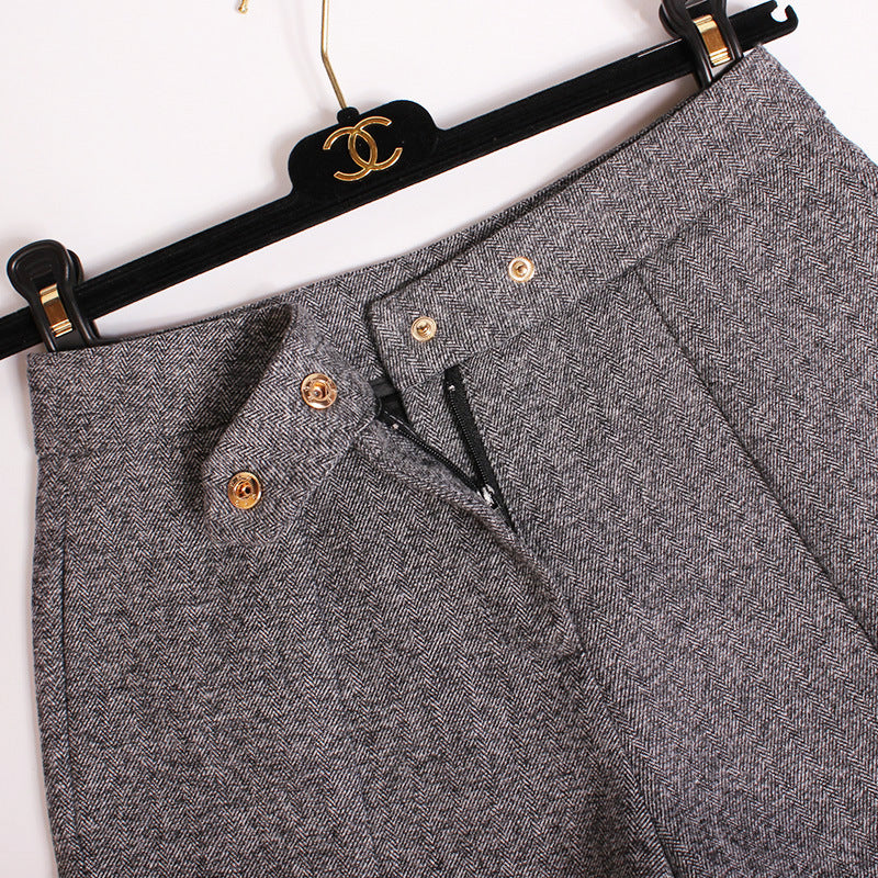 High waist woolen cloth for casual wear