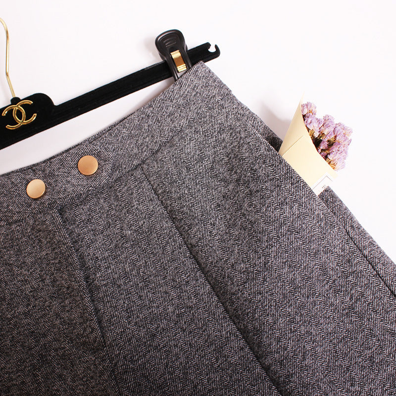 High waist woolen cloth for casual wear