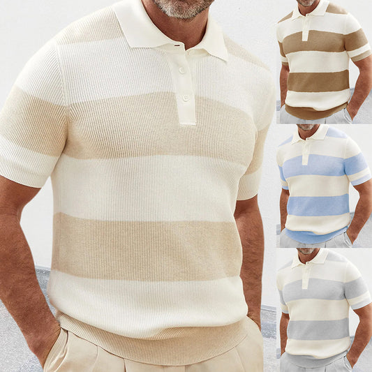 Mens Clothing Summer Lapel Sweater Short Sleeve